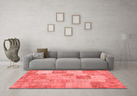 Machine Washable Patchwork Red Transitional Rug, wshcon434red