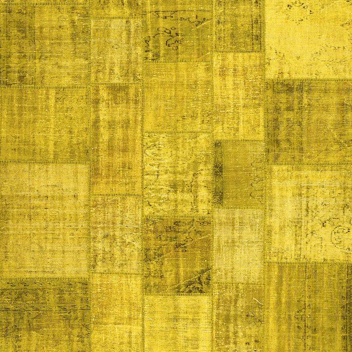 Machine Washable Patchwork Yellow Transitional Rug, wshcon434yw