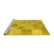 Sideview of Machine Washable Patchwork Yellow Transitional Rug, wshcon434yw