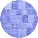 Round Patchwork Blue Transitional Rug, con434blu