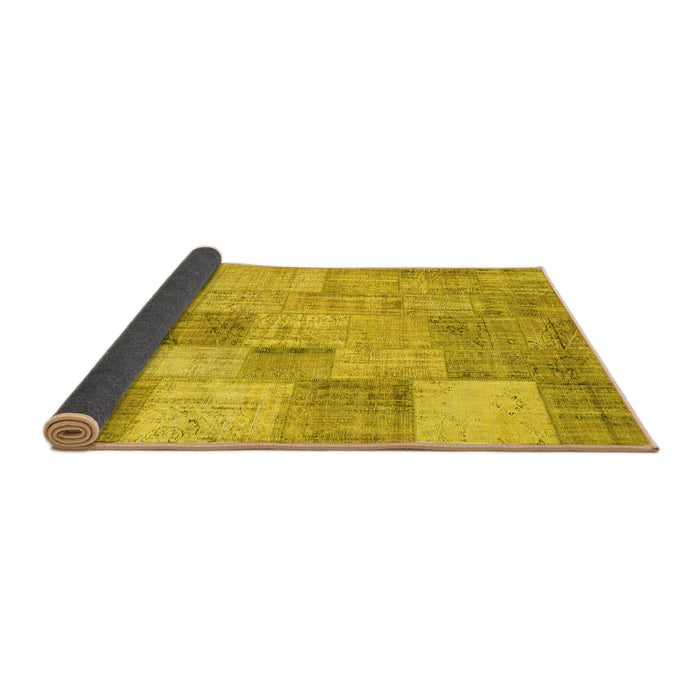 Sideview of Patchwork Yellow Transitional Rug, con434yw