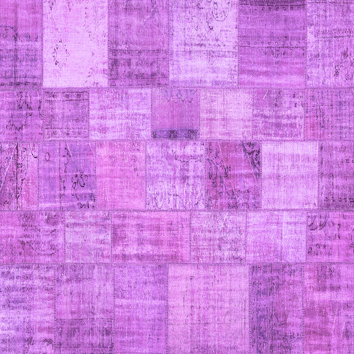 Square Machine Washable Patchwork Purple Transitional Area Rugs, wshcon434pur