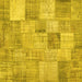 Square Machine Washable Patchwork Yellow Transitional Rug, wshcon434yw