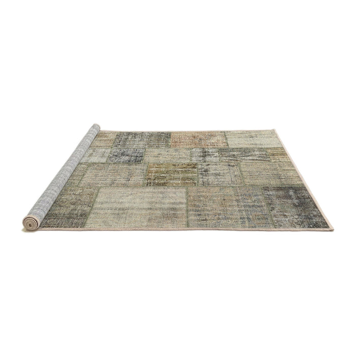 Serging Thickness of Machine Washable Contemporary Khaki Green Rug, wshcon435