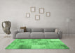 Machine Washable Patchwork Emerald Green Transitional Area Rugs in a Living Room,, wshcon435emgrn