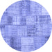 Round Patchwork Blue Transitional Rug, con435blu