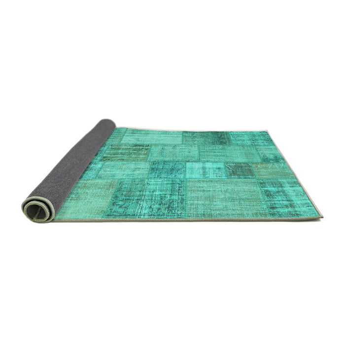 Sideview of Patchwork Turquoise Transitional Rug, con435turq