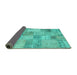 Sideview of Patchwork Turquoise Transitional Rug, con435turq