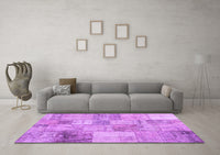 Machine Washable Patchwork Purple Transitional Rug, wshcon435pur