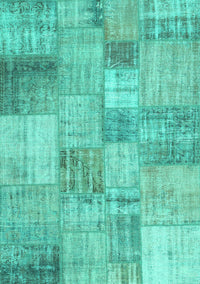 Patchwork Turquoise Transitional Rug, con435turq