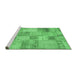 Sideview of Machine Washable Patchwork Emerald Green Transitional Area Rugs, wshcon435emgrn