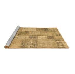 Sideview of Machine Washable Patchwork Brown Transitional Rug, wshcon435brn