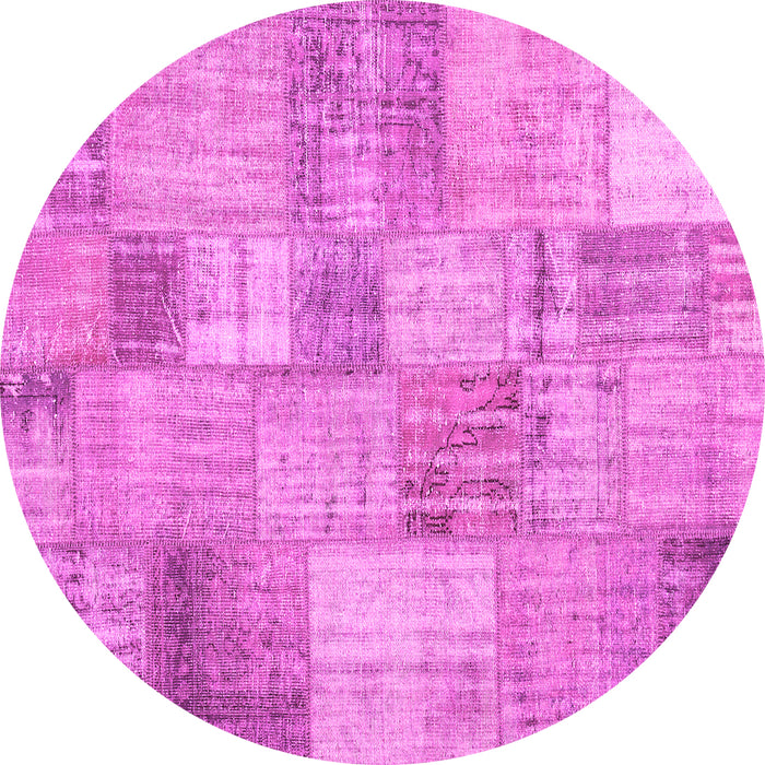 Round Patchwork Pink Transitional Rug, con435pnk