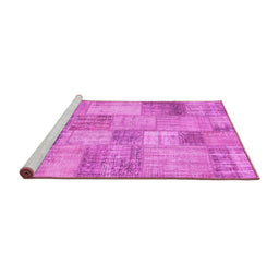 Sideview of Machine Washable Patchwork Pink Transitional Rug, wshcon435pnk