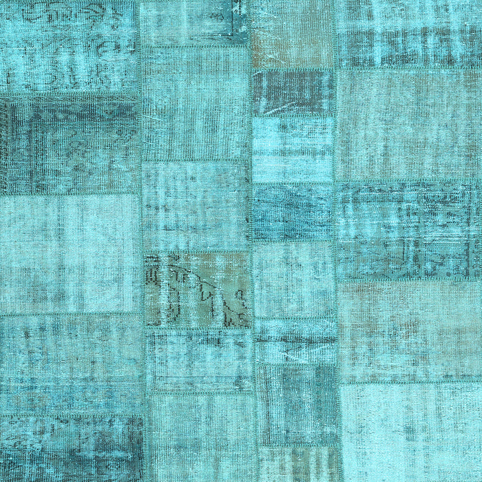 Square Machine Washable Patchwork Light Blue Transitional Rug, wshcon435lblu