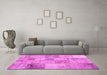 Machine Washable Patchwork Pink Transitional Rug in a Living Room, wshcon435pnk