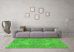 Machine Washable Abstract Green Contemporary Area Rugs in a Living Room,, wshcon436grn