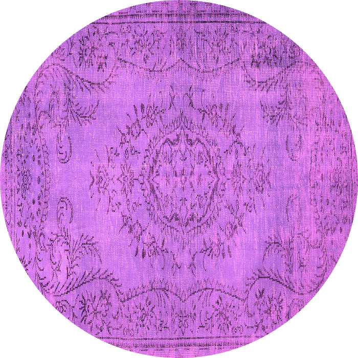 Round Machine Washable Abstract Purple Contemporary Area Rugs, wshcon436pur