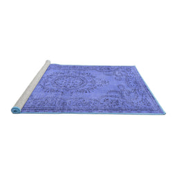 Sideview of Machine Washable Abstract Blue Contemporary Rug, wshcon436blu