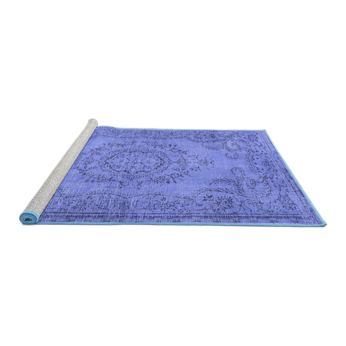 Sideview of Machine Washable Abstract Blue Contemporary Rug, wshcon436blu