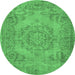 Round Abstract Emerald Green Contemporary Rug, con436emgrn