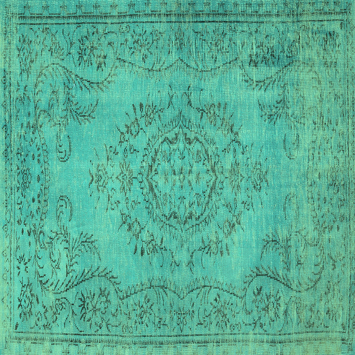 Square Abstract Turquoise Contemporary Rug, con436turq