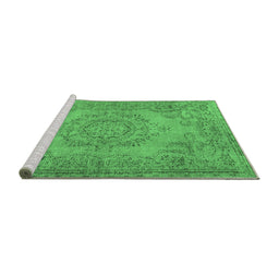 Sideview of Machine Washable Abstract Emerald Green Contemporary Area Rugs, wshcon436emgrn