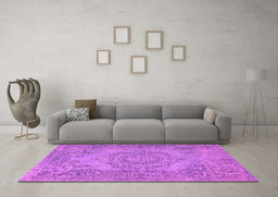 Machine Washable Abstract Purple Contemporary Area Rugs in a Living Room, wshcon436pur