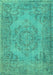 Machine Washable Abstract Turquoise Contemporary Area Rugs, wshcon436turq