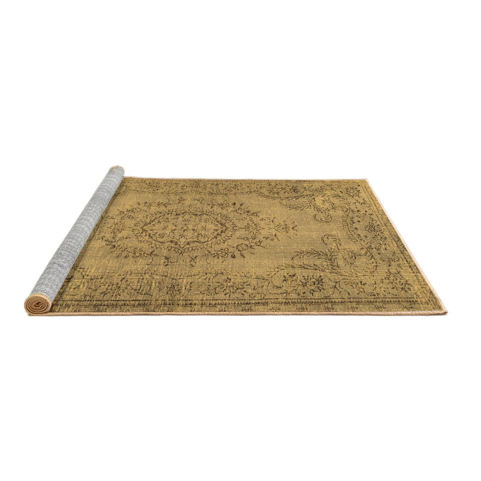 Sideview of Machine Washable Abstract Brown Contemporary Rug, wshcon436brn