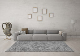 Machine Washable Abstract Gray Contemporary Rug in a Living Room,, wshcon436gry