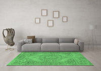 Machine Washable Abstract Emerald Green Contemporary Rug, wshcon436emgrn