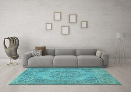 Machine Washable Abstract Light Blue Contemporary Rug in a Living Room, wshcon436lblu
