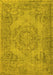 Machine Washable Abstract Yellow Contemporary Rug, wshcon436yw