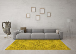 Machine Washable Abstract Yellow Contemporary Rug in a Living Room, wshcon436yw