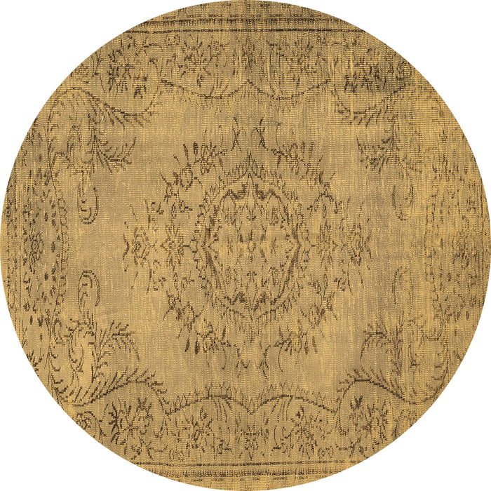 Round Abstract Brown Contemporary Rug, con436brn
