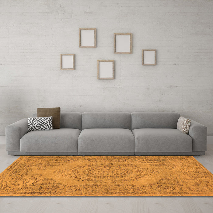 Machine Washable Abstract Orange Contemporary Area Rugs in a Living Room, wshcon436org