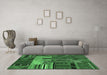 Machine Washable Patchwork Emerald Green Transitional Area Rugs in a Living Room,, wshcon437emgrn