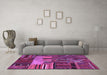 Machine Washable Patchwork Purple Transitional Area Rugs in a Living Room, wshcon437pur