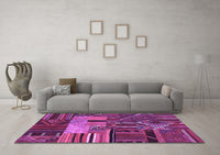 Machine Washable Patchwork Purple Transitional Rug, wshcon437pur