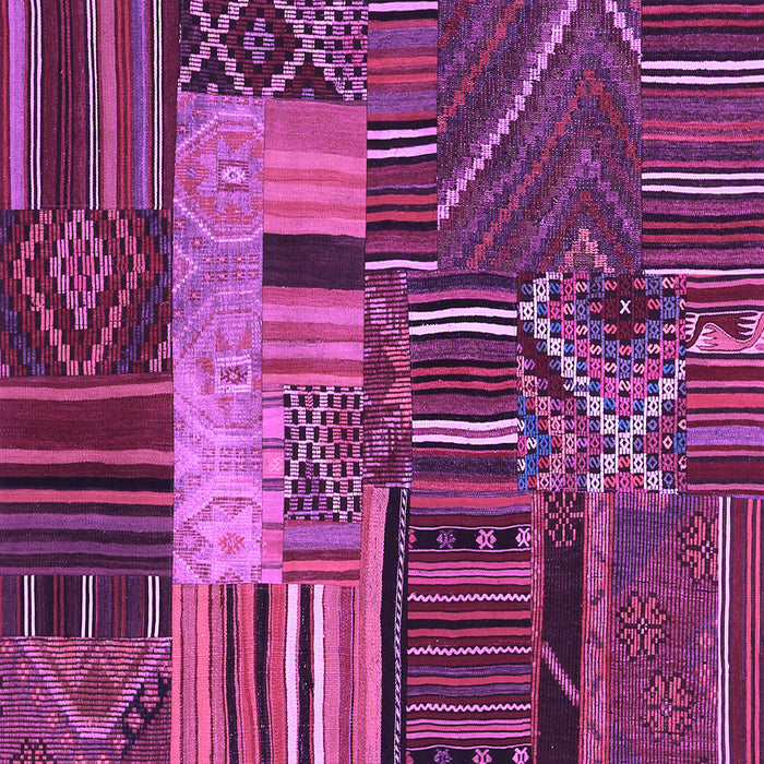 Square Patchwork Purple Transitional Rug, con437pur