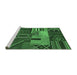 Sideview of Machine Washable Patchwork Emerald Green Transitional Area Rugs, wshcon437emgrn