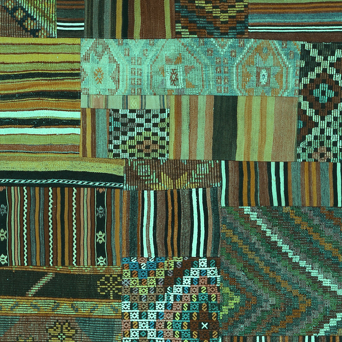 Patchwork Turquoise Transitional Rug, con437turq