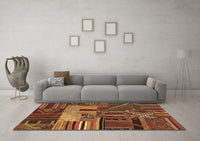 Machine Washable Patchwork Brown Transitional Rug, wshcon437brn