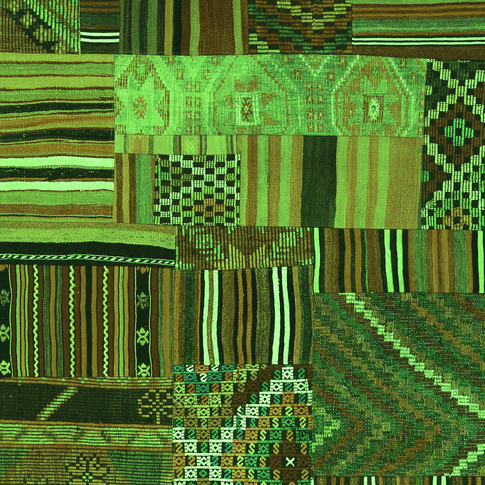 Patchwork Green Transitional Rug, con437grn