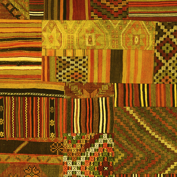 Patchwork Yellow Transitional Rug, con437yw