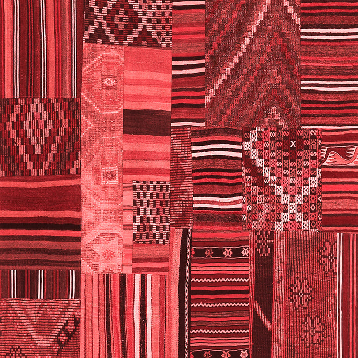 Machine Washable Patchwork Red Transitional Rug, wshcon437red