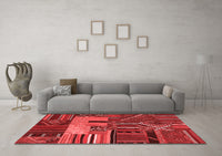 Machine Washable Patchwork Red Transitional Rug, wshcon437red