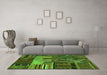 Machine Washable Patchwork Green Transitional Area Rugs in a Living Room,, wshcon437grn