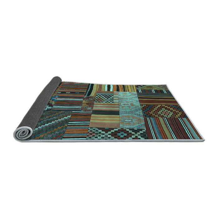 Sideview of Patchwork Light Blue Transitional Rug, con437lblu